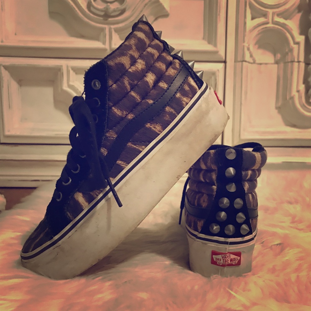 Cheetah & leather, platform, spiked, sk8 hi Vans